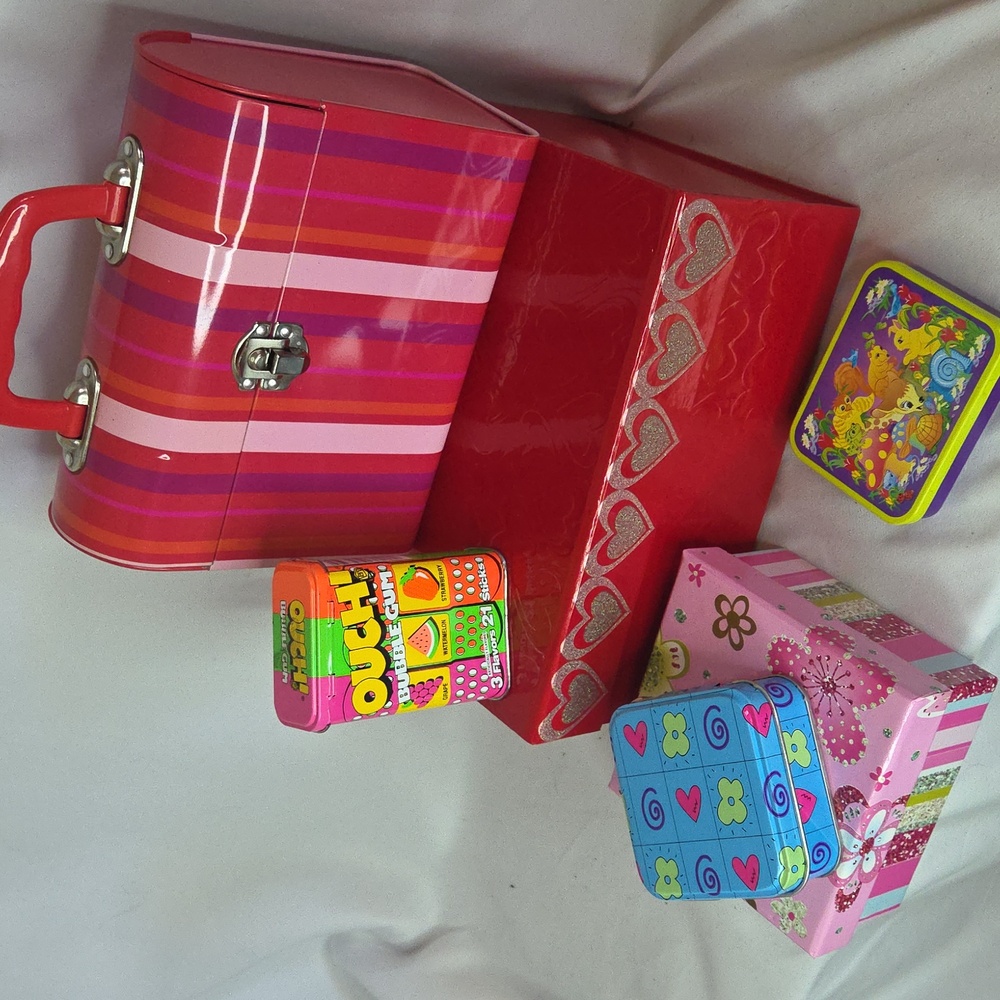 Vintage 1990s y2k boxes Bundle (6) Tin And Cardboard